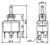 INTERRUPTOR CONMUTAT 6P. (DPDT) ON-ON 250V 10A  